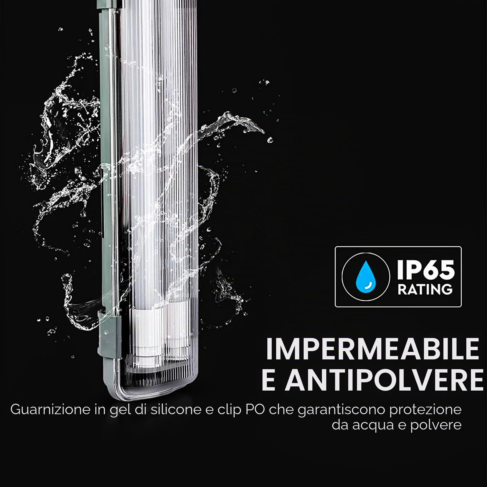 V-TAC 4x Plafoniera LED Impermeabile Doppia 120 CM - 36W - [ Chip Samsung ] - 4 PEZZI - Lampada 3400 Lumen IP65 per Soffitto, Parete, Garage, Magazzino - Doppio Tubo - Luce 4000K Naturale