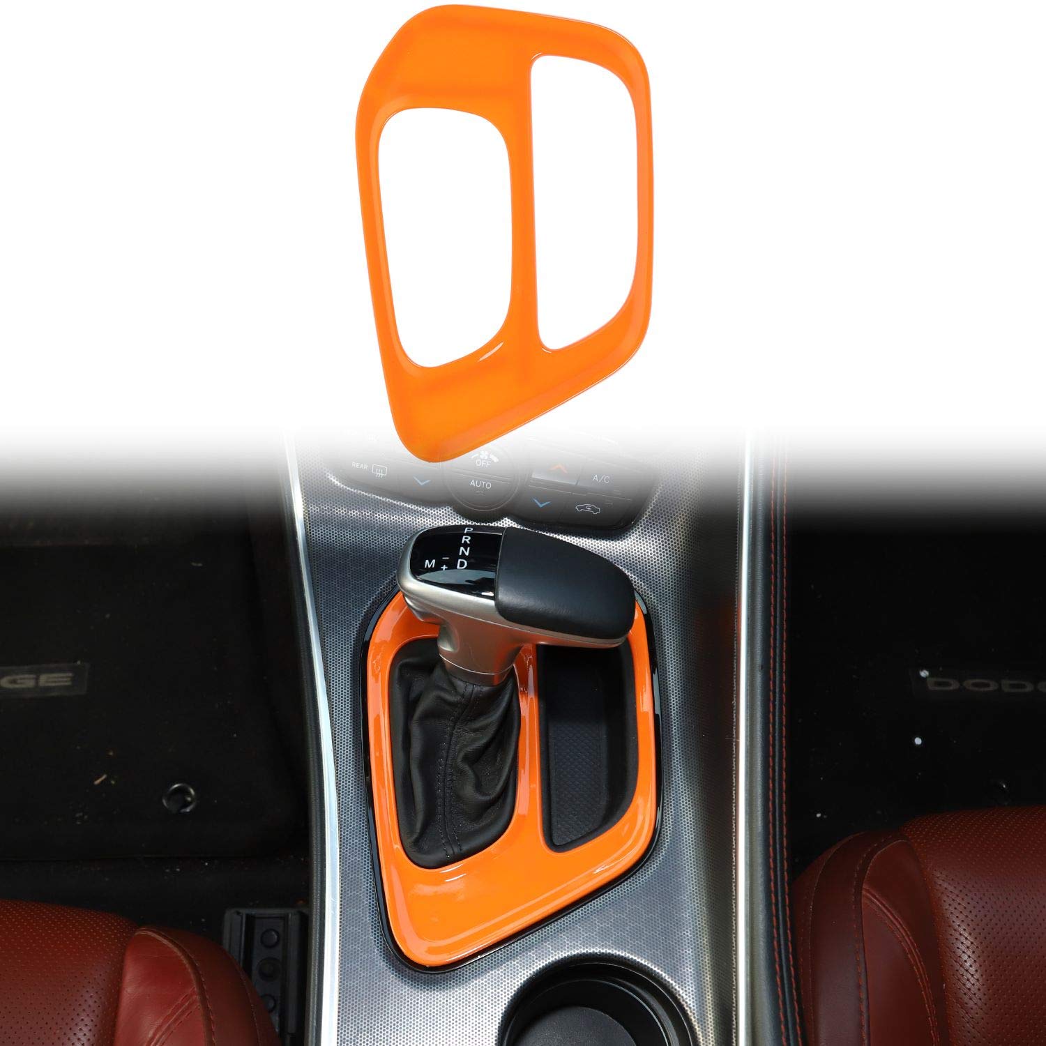 Voodonala for Challenger Gear Shift Covers Trim for 2015-2020 Dodge Challenger, ABS Orange 1pc