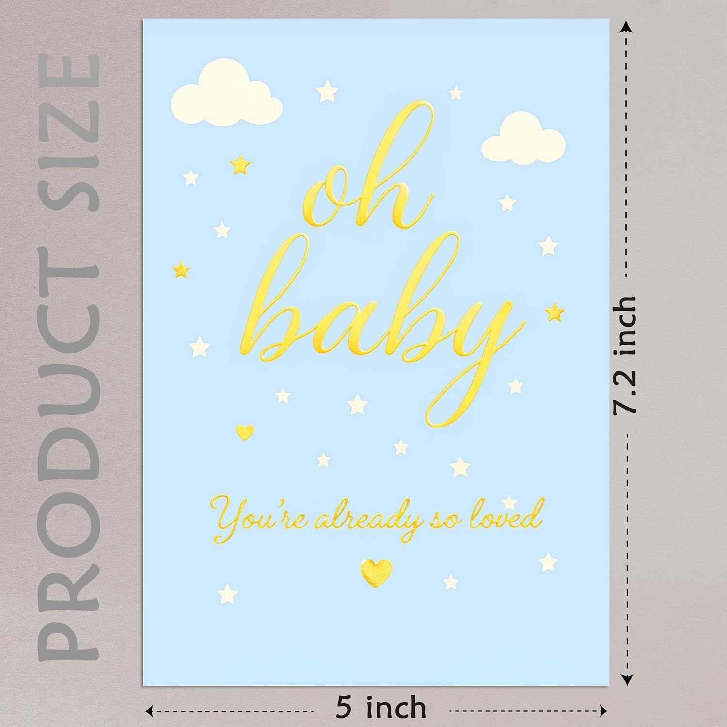 Cheerin Blue Baby Shower Cards for Boy with Envelope - Cute 'Oh Baby' Cards Congratulations for Boy - New Baby Card for Mom and Dad - New Born Baby Boy Shower Gifts - 5x7 Inch image 2