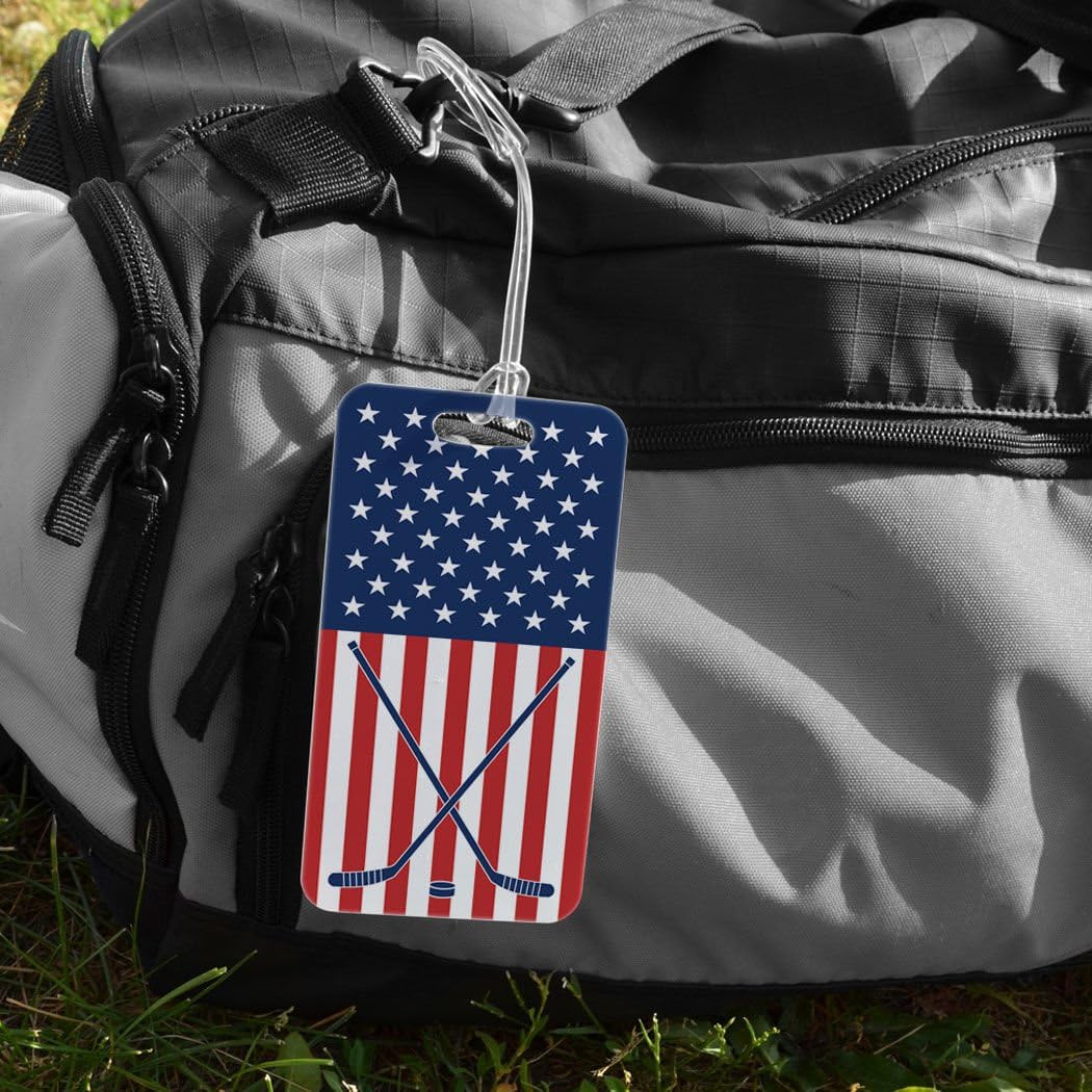 ChalkTalkSPORTS Hockey Luggage & Bag Tag | USA Hockey | Custom Info on Back | Large