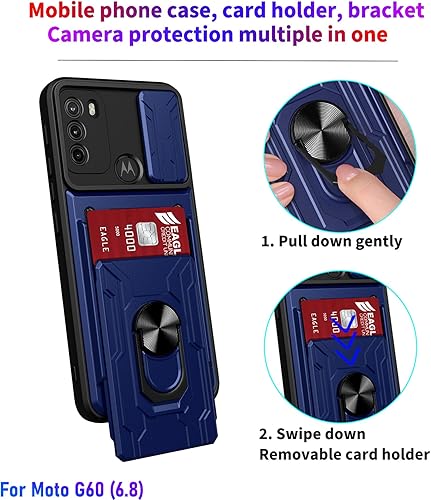 Miniatura 2 de LMDAMZ Funda tipo cartera para Motorola Moto G60, ranura para tarjeta de crédito, diseño portátil, protección de parachoques de goma acolchada