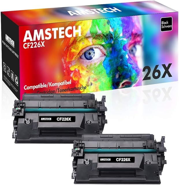 2-Pack CF226X 26X CF226A 26A Toner Cartridge for HP Laserjet Pro MFP M402dne Toner M402dn M426fdw M426dw M426fdn M402d M402dw M402n M402 M426 - Black
