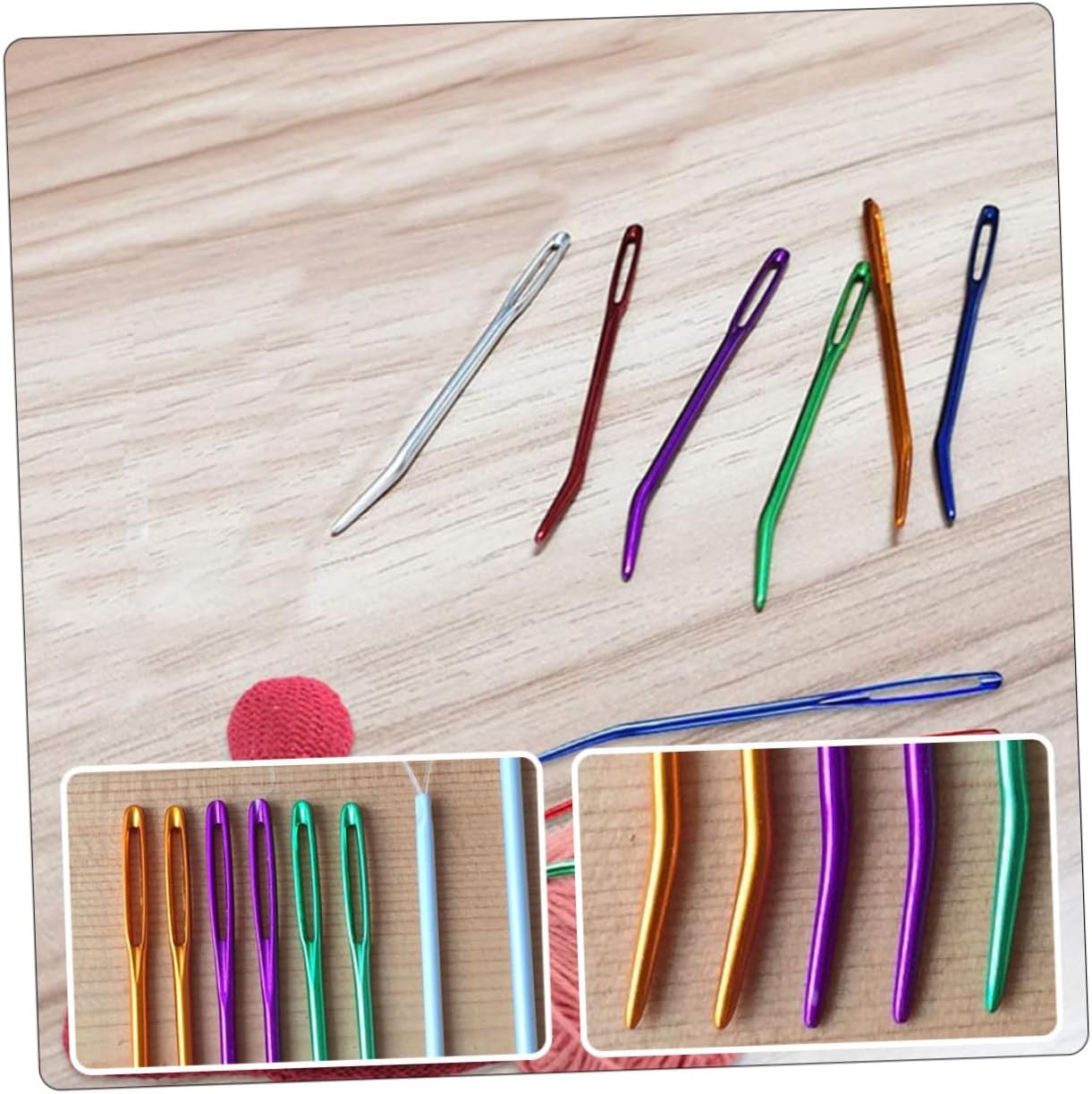 Cabilock 12pcs Safety Darning Yarn Needles with Large Eye Bent Design, Mixed Colors, Portable Sewing Supplies for Knitting and Weaving Crafts Random Color