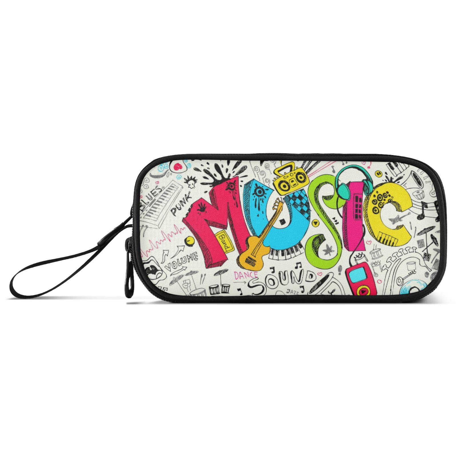 Large Pencil Case, Big Capacity Pencil Bag Pen Pouch Holder 3 Compartments, Guitar Music School Office Supplies Stationery Makeup Bag Storage Organizer for Students Girls Boys Women — image 1
