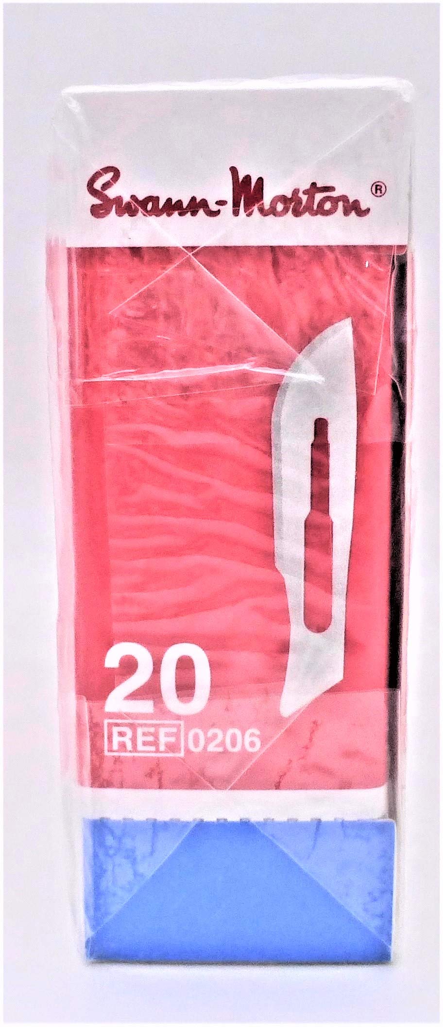 Swann-Morton 0206 Kohlenstoffstahl Chirurgische Skalpellklinge, Steril, Größe #20, Einzelne Folienverpackung, 100 Stück
