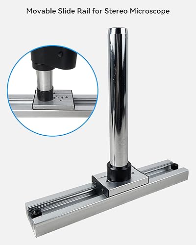 Miniatura 5 de Base de riel deslizante para microscopio estéreo, riel deslizante móvil para soporte de microscopio, base universal de escritorio para soporte de
