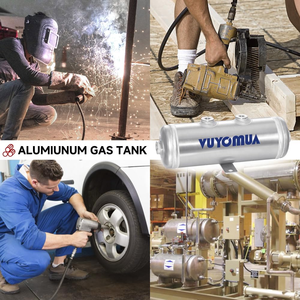 0.5 Gallon Aluminum Air Tank Portable Micro Air Storage Small Air Tank for Trunk Automotive Car Train (2L)