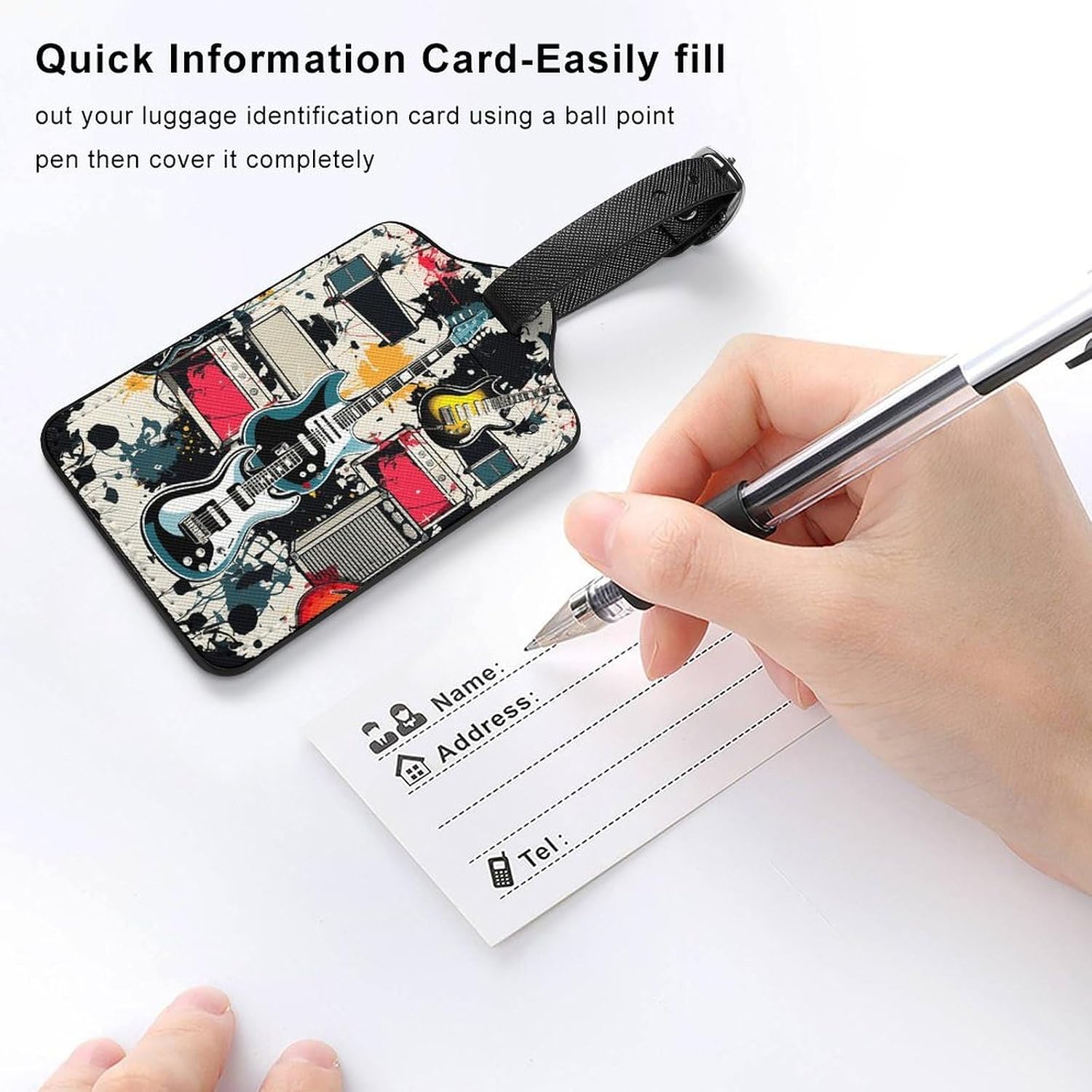 Luggage Tag for Suitcases Travel PU Leather Bag Name Id Label image 5