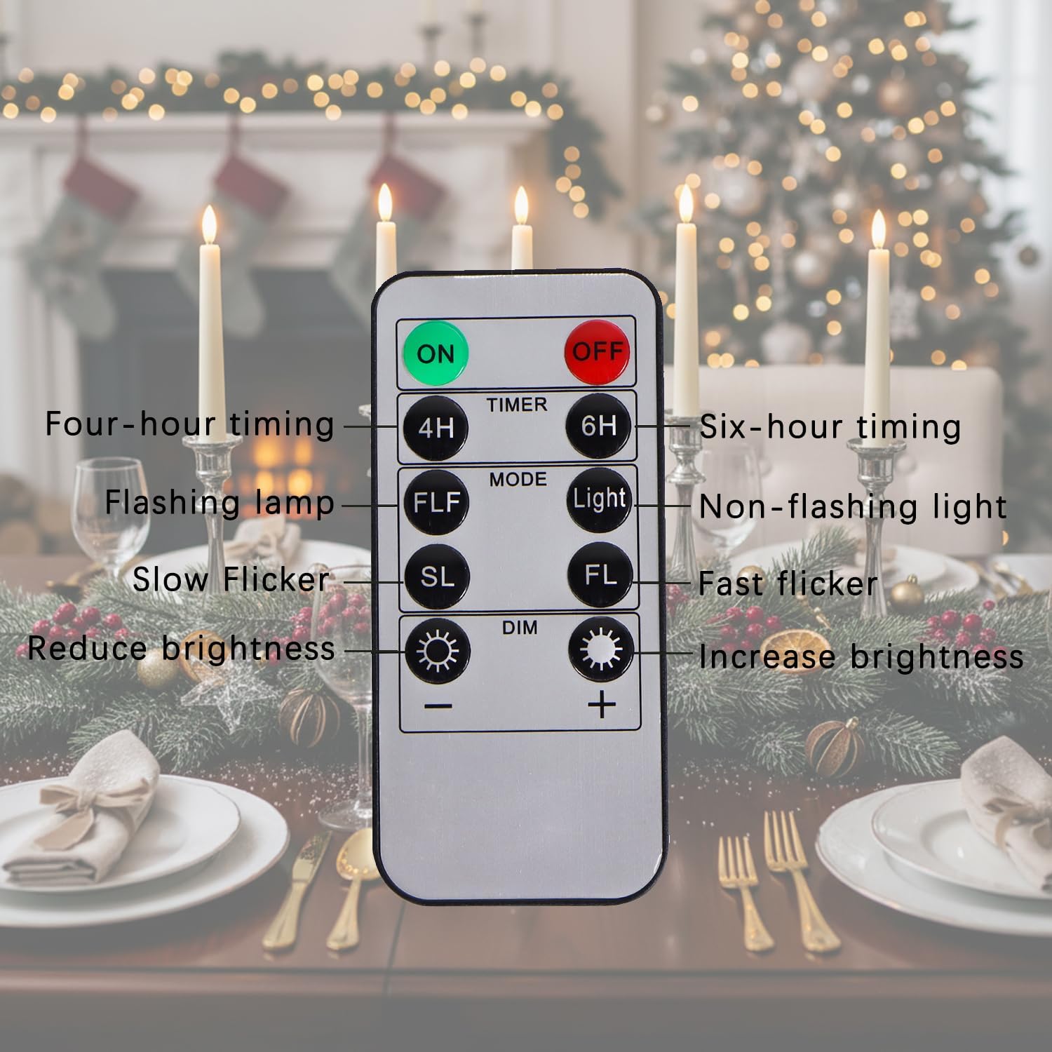 8.3'' Timer Flameless Taper Candles with Remote Control,6PCS LED Candle Battery Operated Warm White Flickering for Christmas Home Decor Birthday Party (Ivory)