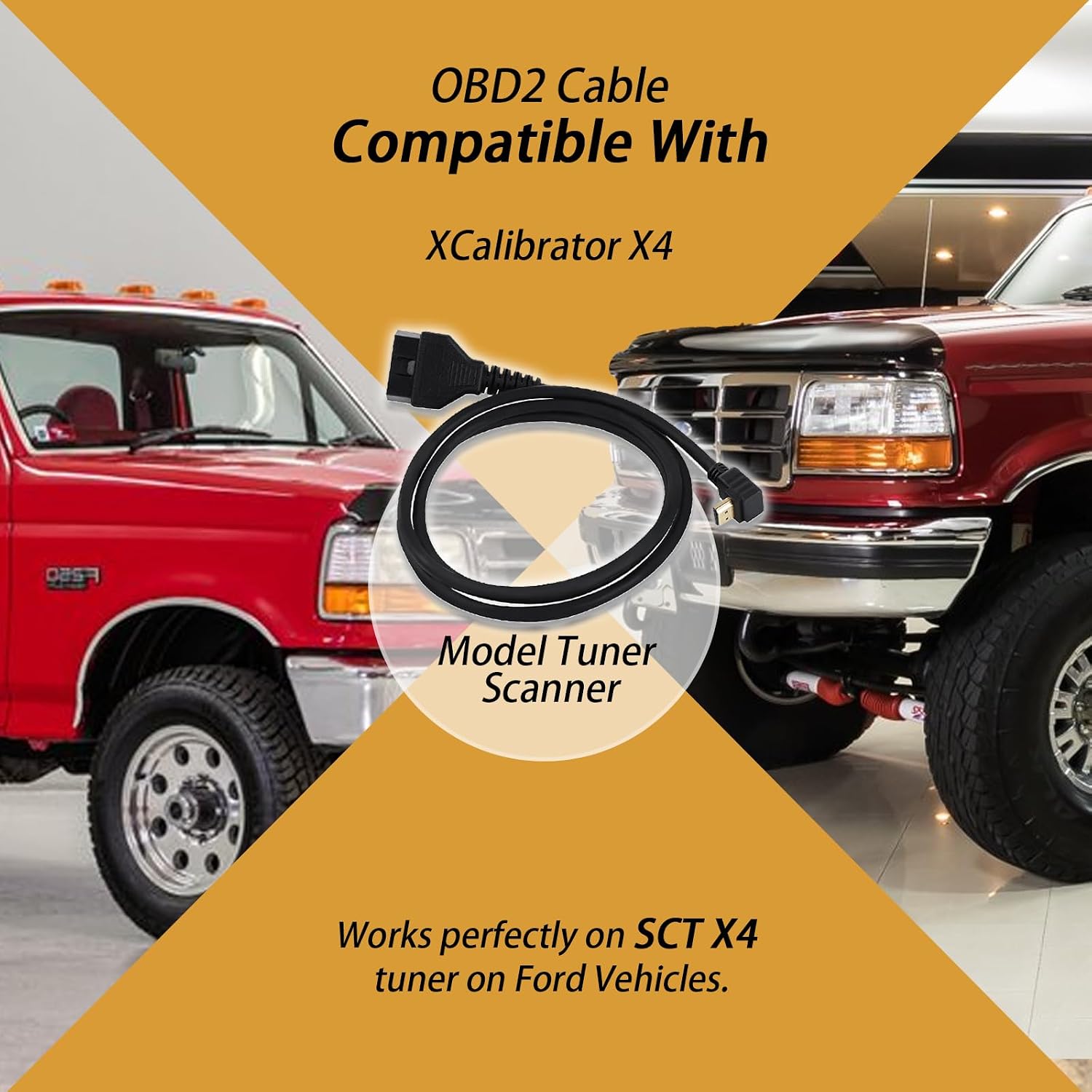 XTPTFABS for SCT X4 Cable, OBD2 Cable Compatible with Xcalibrator X4 Model Tuner Scanner, Works Perfectly on Ford Vehicles (Replace #7011U-08, Black)