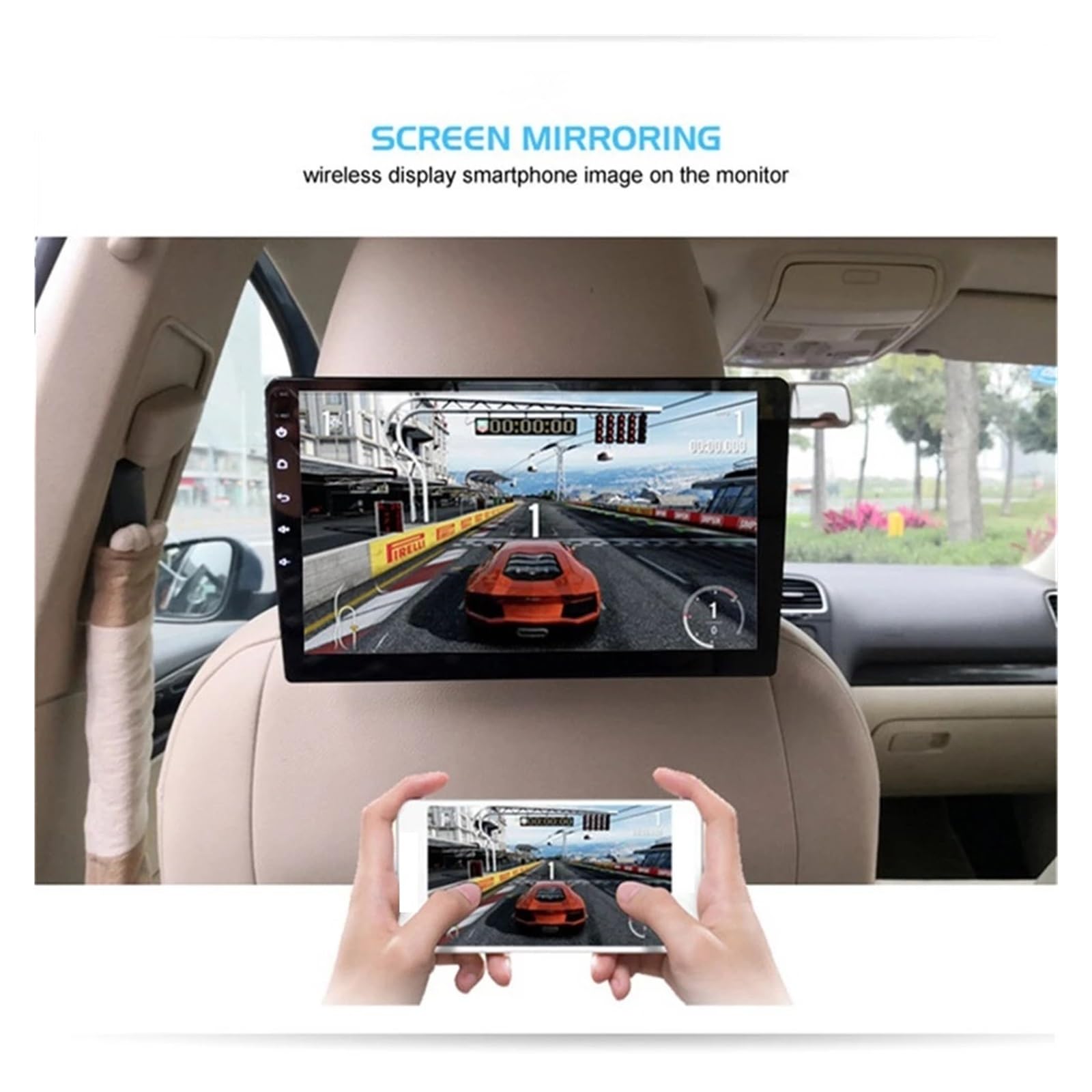 Moniteur D'appui-tête De Voiture 10,1 Pouces Tablette PC 4K WiFi Lecteur Vidéo Moniteur 1G RAM 16GB HDMI IR AV FM Télécommande De Jeu(2 pcs)