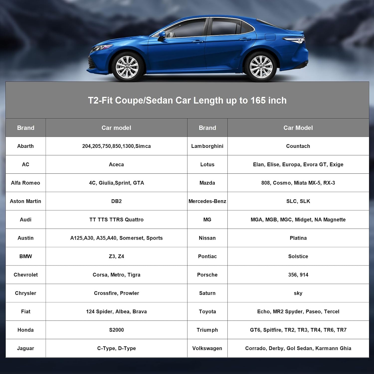 Car Cover Waterproof All Weather, Full Exterior Sports Coupe Cover Universal Fit Mazda MX-5(Miata), BMW Z3, Honda S2000, Chrysler Crossfire, Saturn Sky etc, See Chart (Length Up to 165")