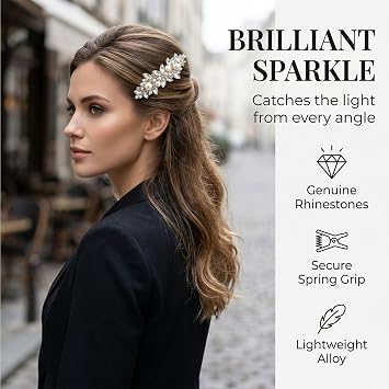 4 pcs sparkling rhinestone hair clips, gold hair accessories, elegant barrettes for bridal, wedding, party, everyday wear (gold)