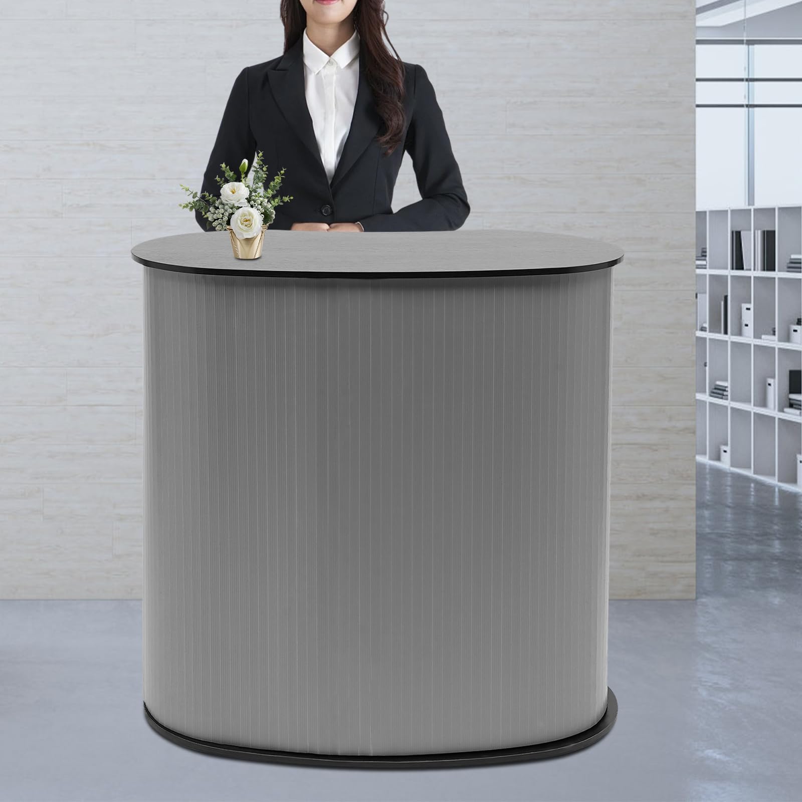 Ausstellungstisch, 40 x 90 x 90 cm, mit Tragetasche, faltbar und abnehmbar, für Demonstration von Produkten, Geschäftsreisen, geeignet für Hotel, Büro (schwarz)