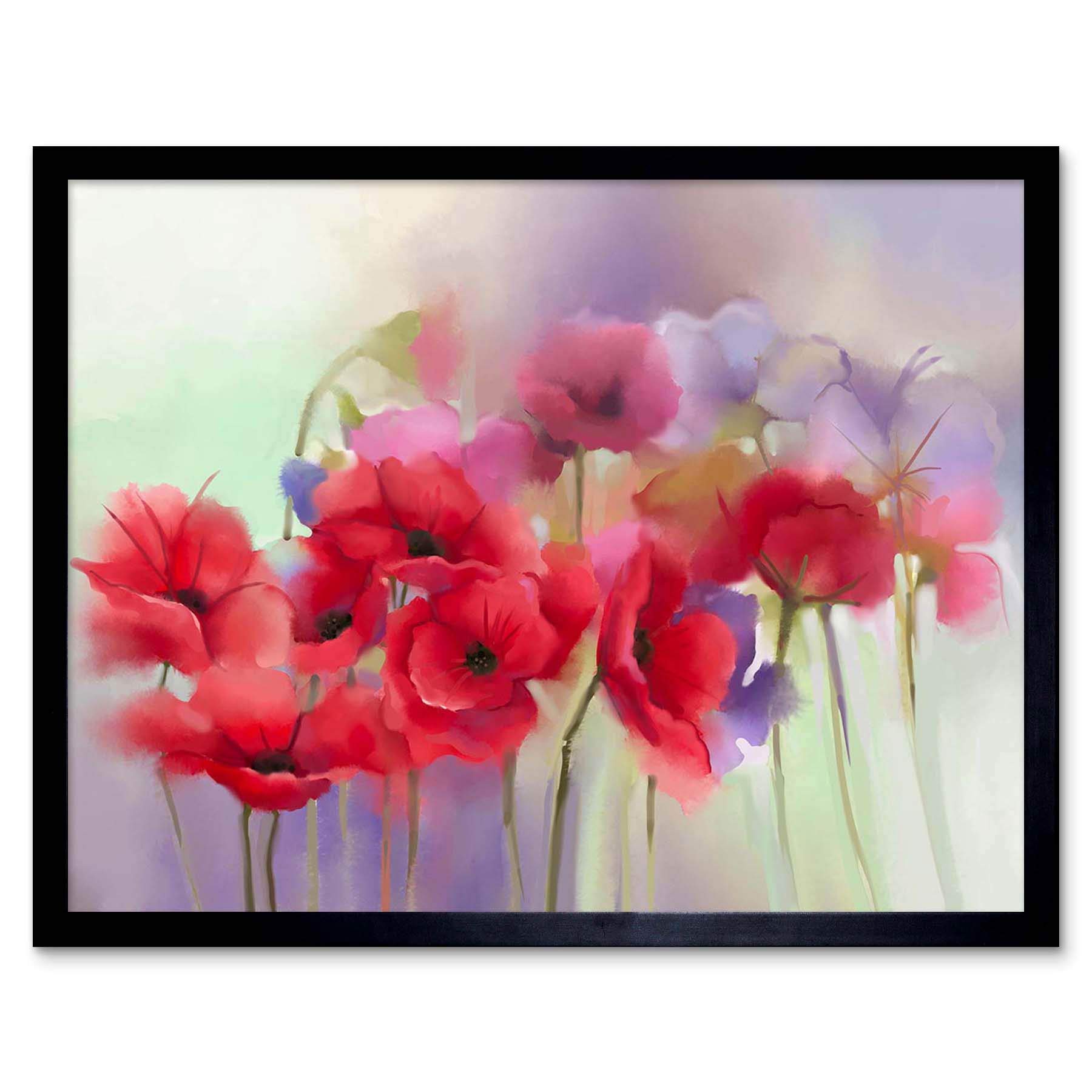 Wee Blue Coo Flowers Dreamy Poppies Art Print Framed Poster Wall Decor 12X16 Inch