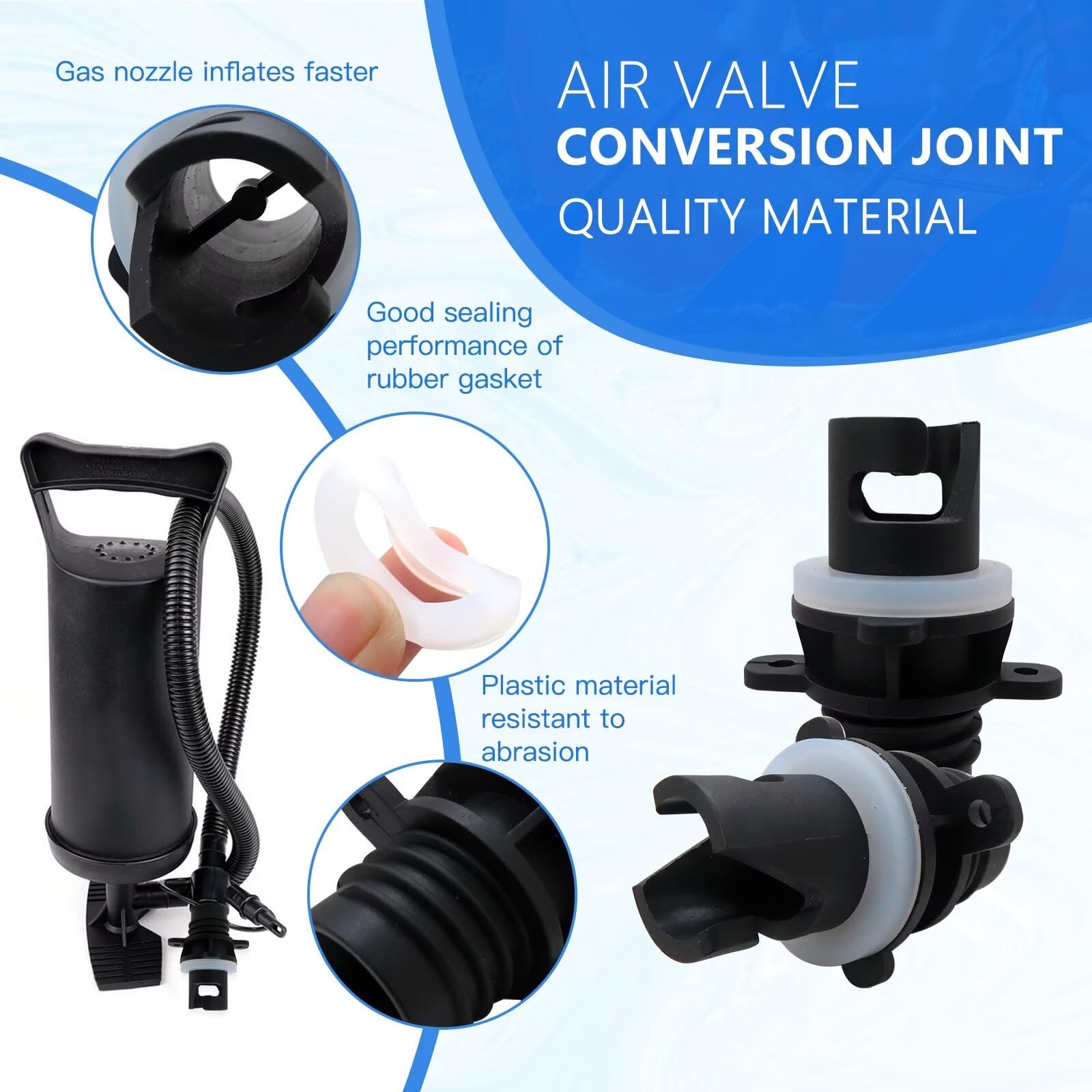 UJEFF 2 Pcs Inflatable Boat Air Pump Kayak Valve Adapter Fit For Inflatable Boat