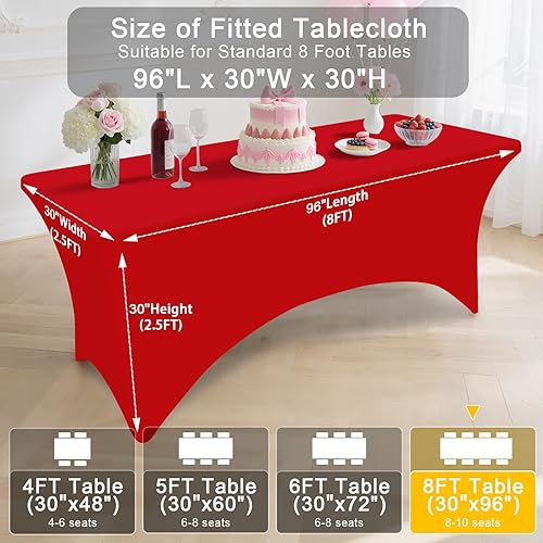 Miniatura 155 de Smiry Paquete de 2 manteles de elastano de 6 pies, elásticos ajustables, lavables y sin arrugas, rectangulares para mesa de patio, para exteriores,