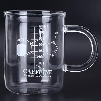 Beaker Coffee Mug Chemistry Coffee Mug Chemistry Mug Caffeine Molecule Mug, Beaker Mug Borosilicate Glass Cup With Handle And Measuring Scale For Coffee Tea