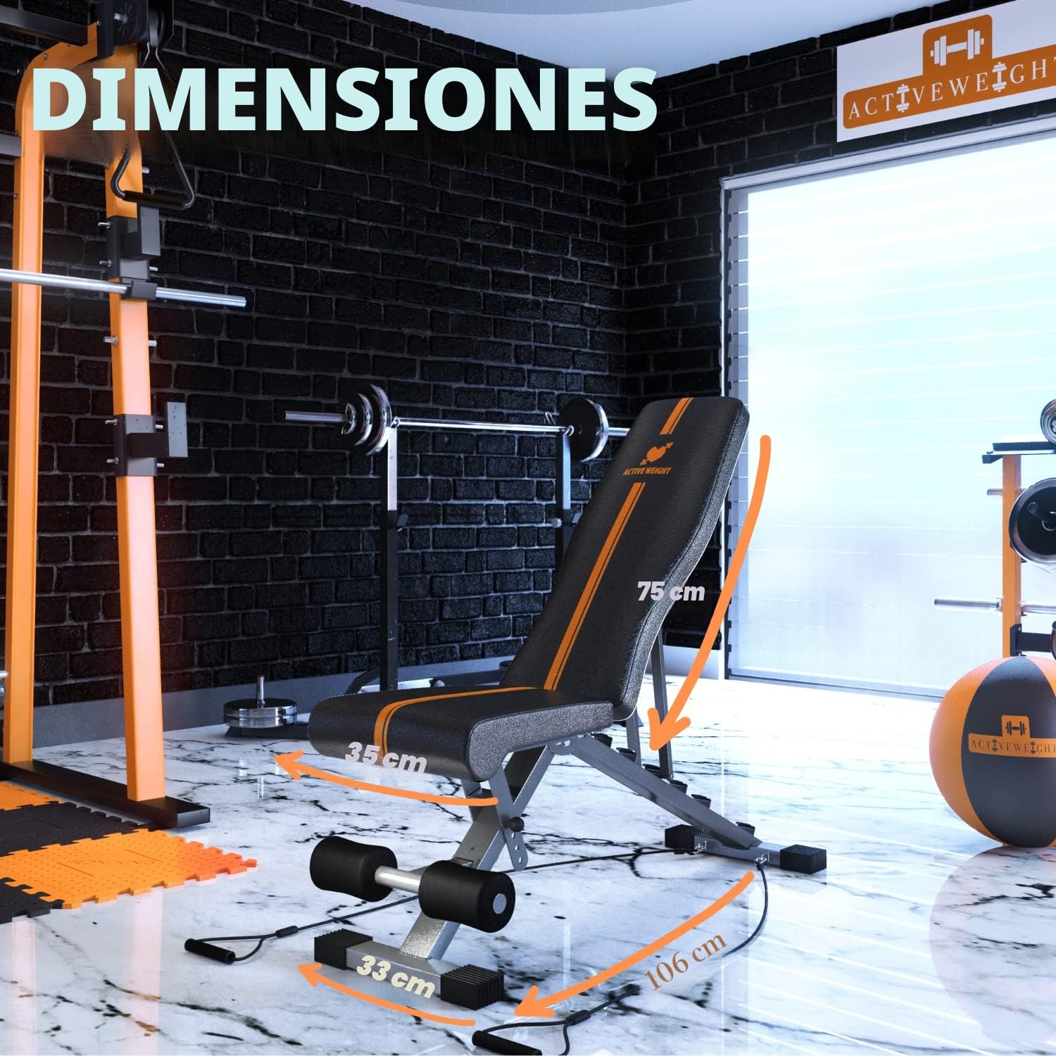 Banco de pesas ajustable plegable | 90 grados, pendiente, inclinado | Premontado | Juego de pesas | Bancos de gimnasio negros | Entrenamiento de cuerpo completo