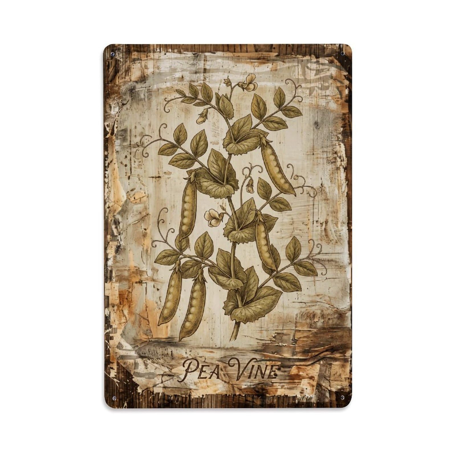 Pea Vine Botanical Vintage Metal Tin Sign Plaque Wall Decor for Cafe, Club, Garden Metal Poster 8x12Inch