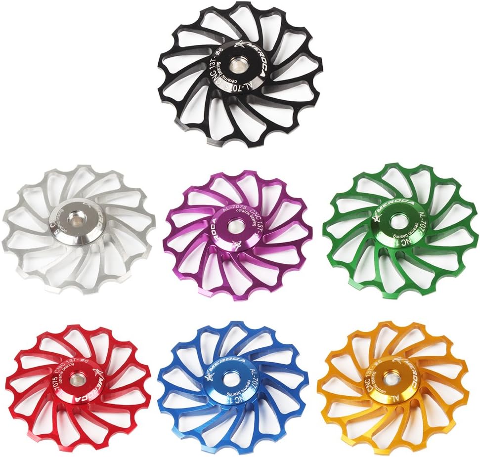 13T Ceramic Bearing 7/8/9/10/11 Speed Rear Derailleur Pulley Jockey Wheels For Shimano and Sram Mountain Road Bike (Red)