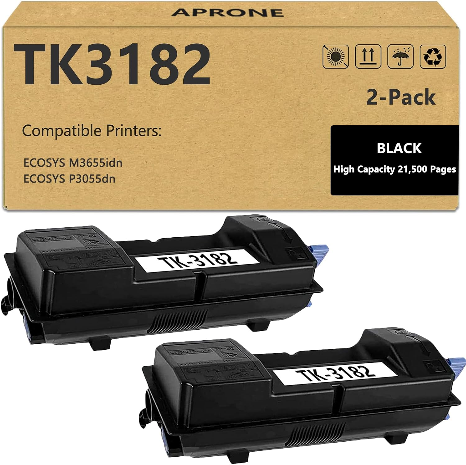 APRONE TK-3182 TK3182 Toner Cartridge Compatible for kyocera TK-3182 for ECOSYS M3655idn ECOSYS P3055dn Printer(21,500 Pages,2-Pack)