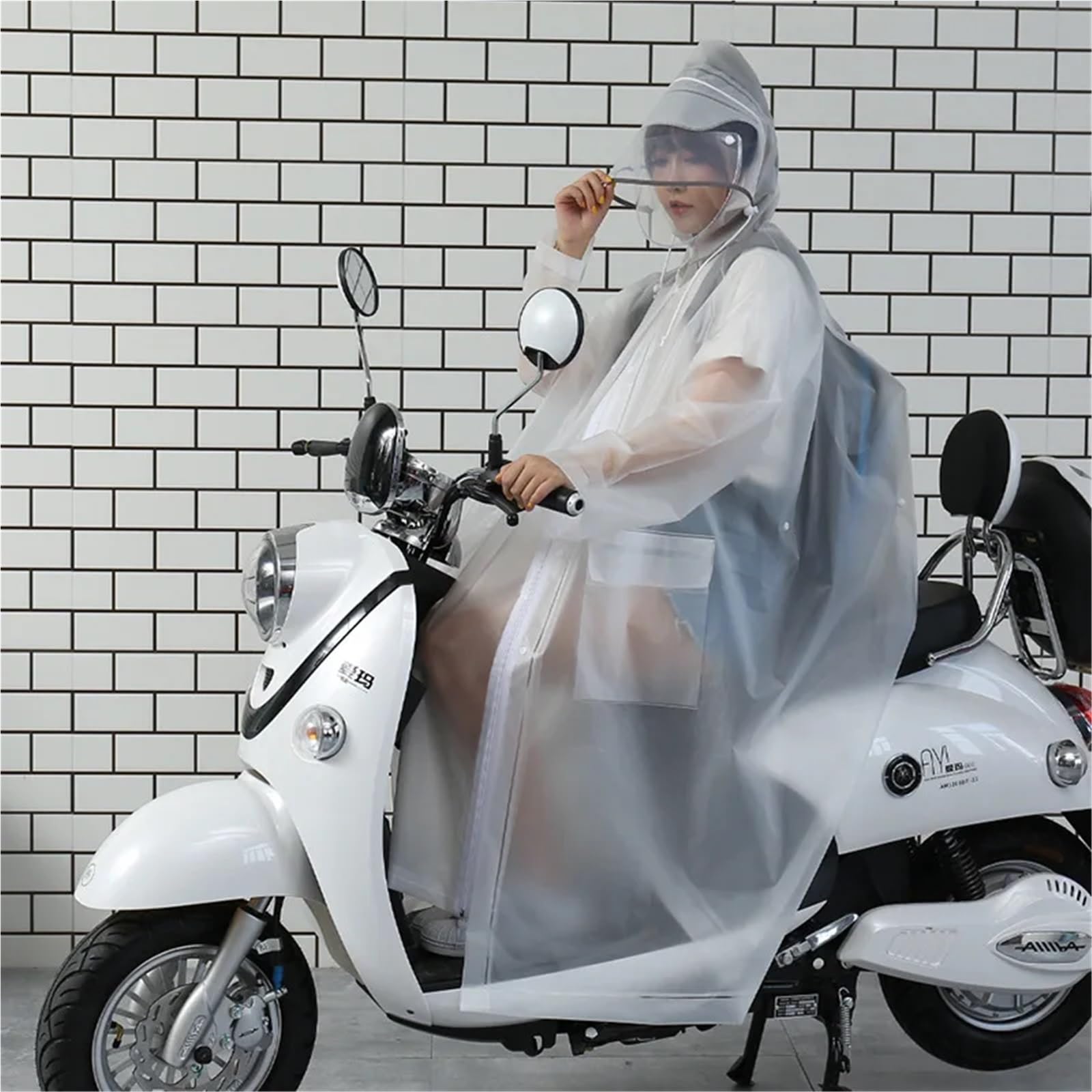 Poncho Antipioggia Impermeabile lungo tutto in uno con poncho impermeabile a doppia tesa for passeggiate, ciclismo e zaino in spalla