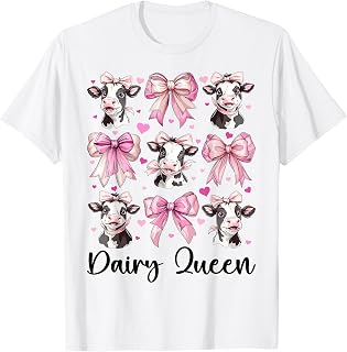 Dairy Queen Dairy Farmer Cow Dairy Farming Girl Mom Coquette T-Shirt