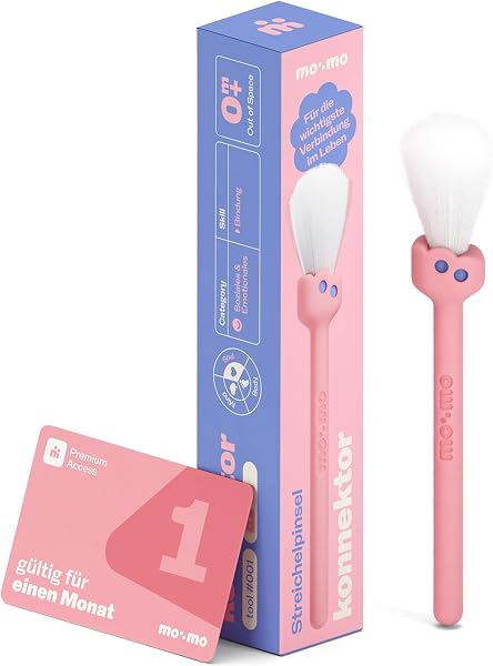 mo:mo konnektor – Streichelpinsel für sanfte Babymassagen & Bindung | Fördert Entspannung, Tastsinn & frühkindliche Entwicklung | 100% vegan, waschbar & sicher (Candy) - 1
