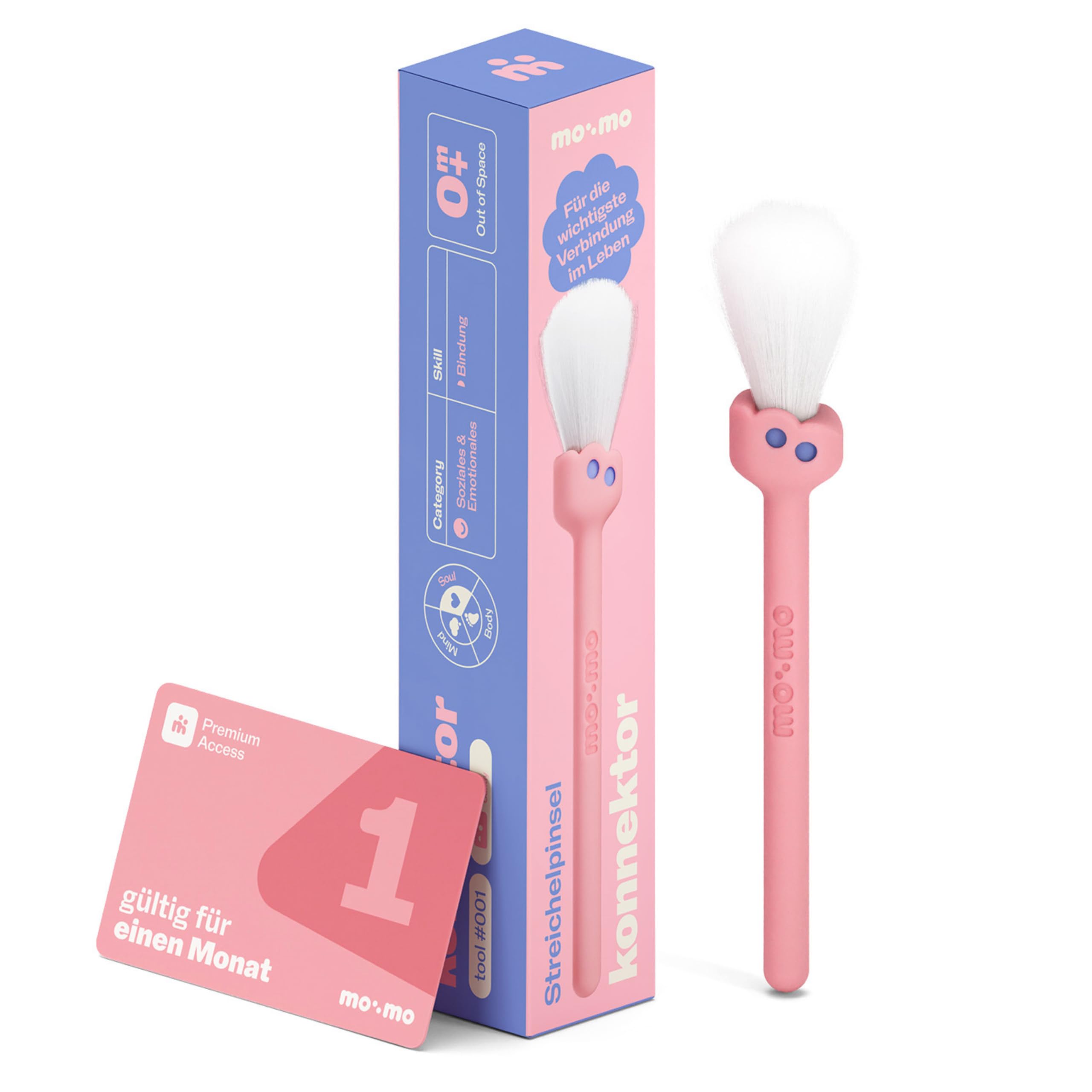mo:mo konnektor – Streichelpinsel für sanfte Babymassagen & Bindung | Fördert Entspannung, Tastsinn & frühkindliche Entwicklung | 100% vegan, waschbar & sicher (Candy)