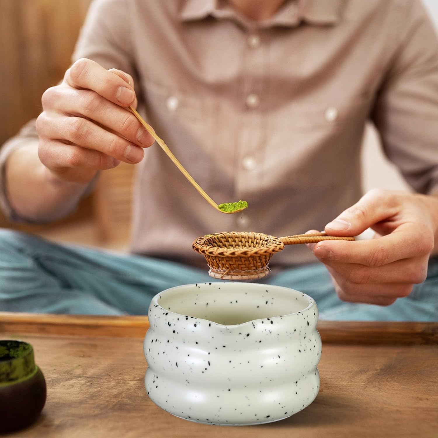 MAGICLULU Japanese Matcha Tea Set with Whisk Holder Traditional Ceramic Bowl for Easy Preparation Elegant Kit for Tea Lovers for Ceremonial Use and Gifting