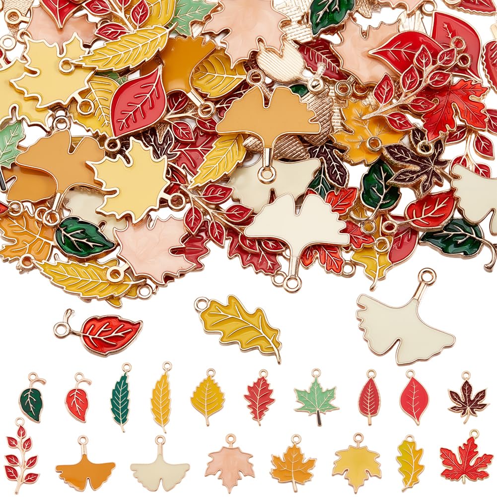 Breloques feuilles d'automne en alliage doré SUNNYCLUE pour boucles d'oreilles