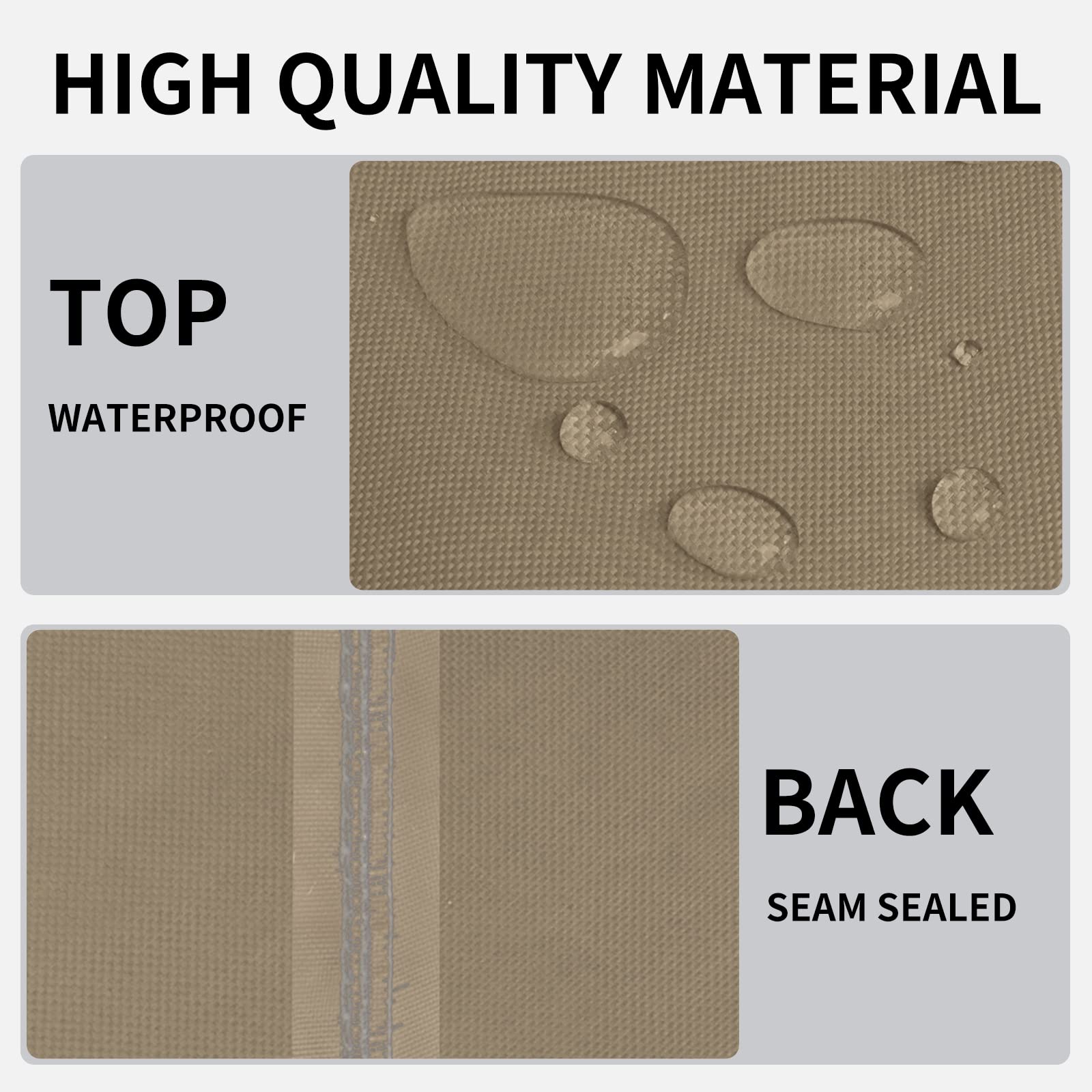 Easy-Going Copertura quadrata per braciere da esterno, 100 cm x 110 cm x 24 cm H, resistente copertura per focolare a gas per esterni, impermeabile e resistente alle intemperie per braciere, cammello