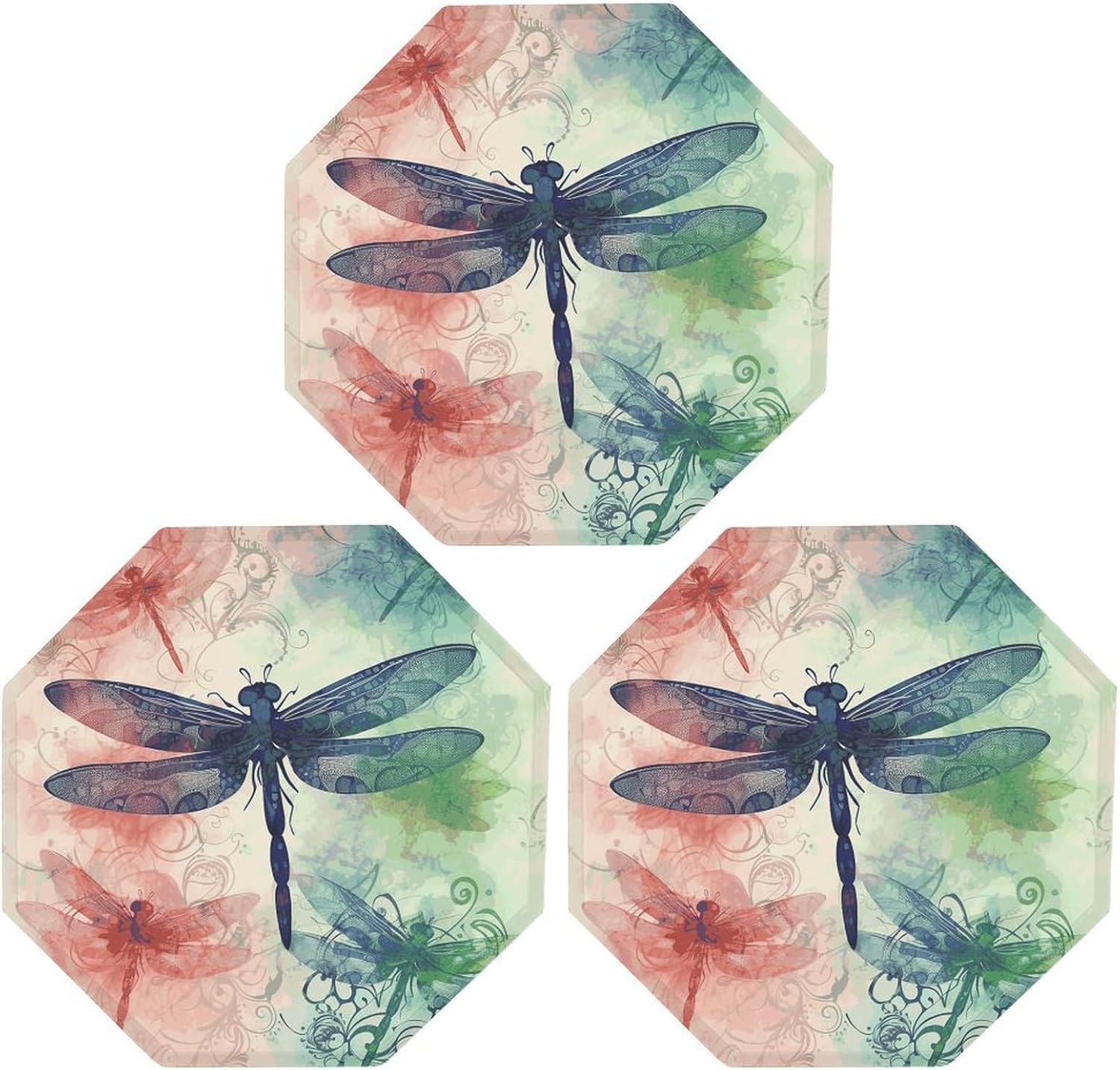 Ctagon Metal Sign for Home, Modern Display Plate for Kitchen, Modern Dragonfly Plates Accent Hanging Wall Decorations 3PCS for Living Room, Bedroom, Hallway, Hotel