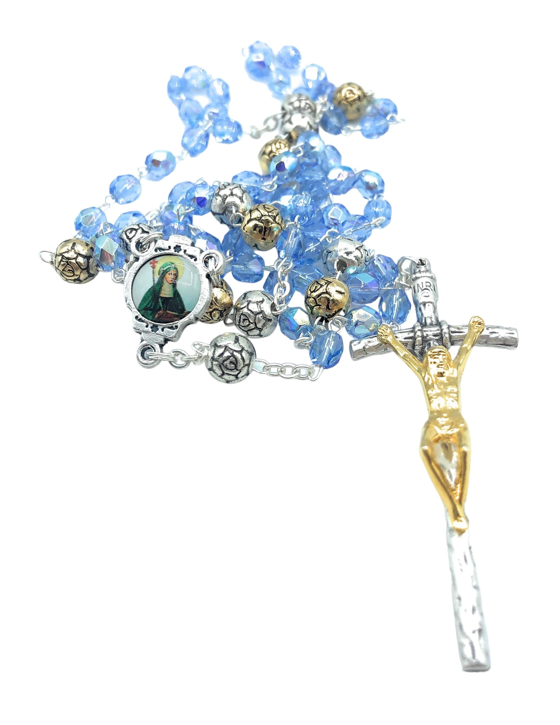 Corona da rosario di Santa Brigida in cristallo 6 mm Made in Italy