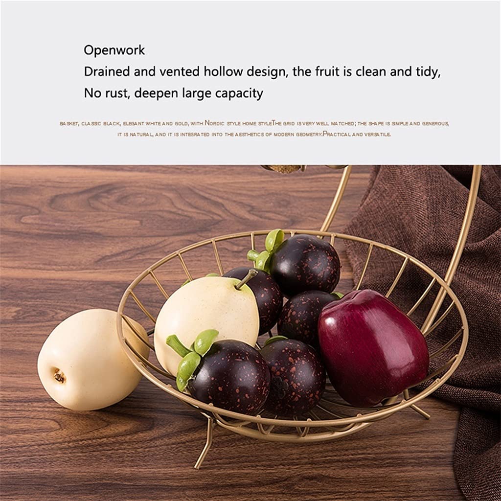 Frutero Cesta de Frutas Cuenco creativo de frutas de 2 niveles, bastidor de la cesta de frutas metálicas de encimera, soporte de exhibición para pan de verduras de fruta para Encimera ( Color : Gold )