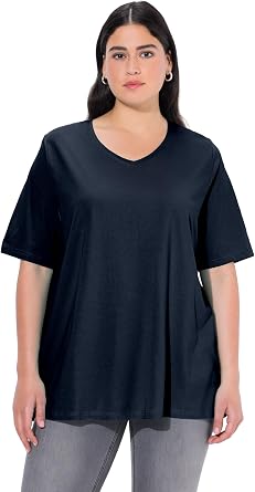 Ulla Popken Women's T-Shirt, A-Linie, V-Ausschnitt, Halbarm T-Shirt Pack of 1
