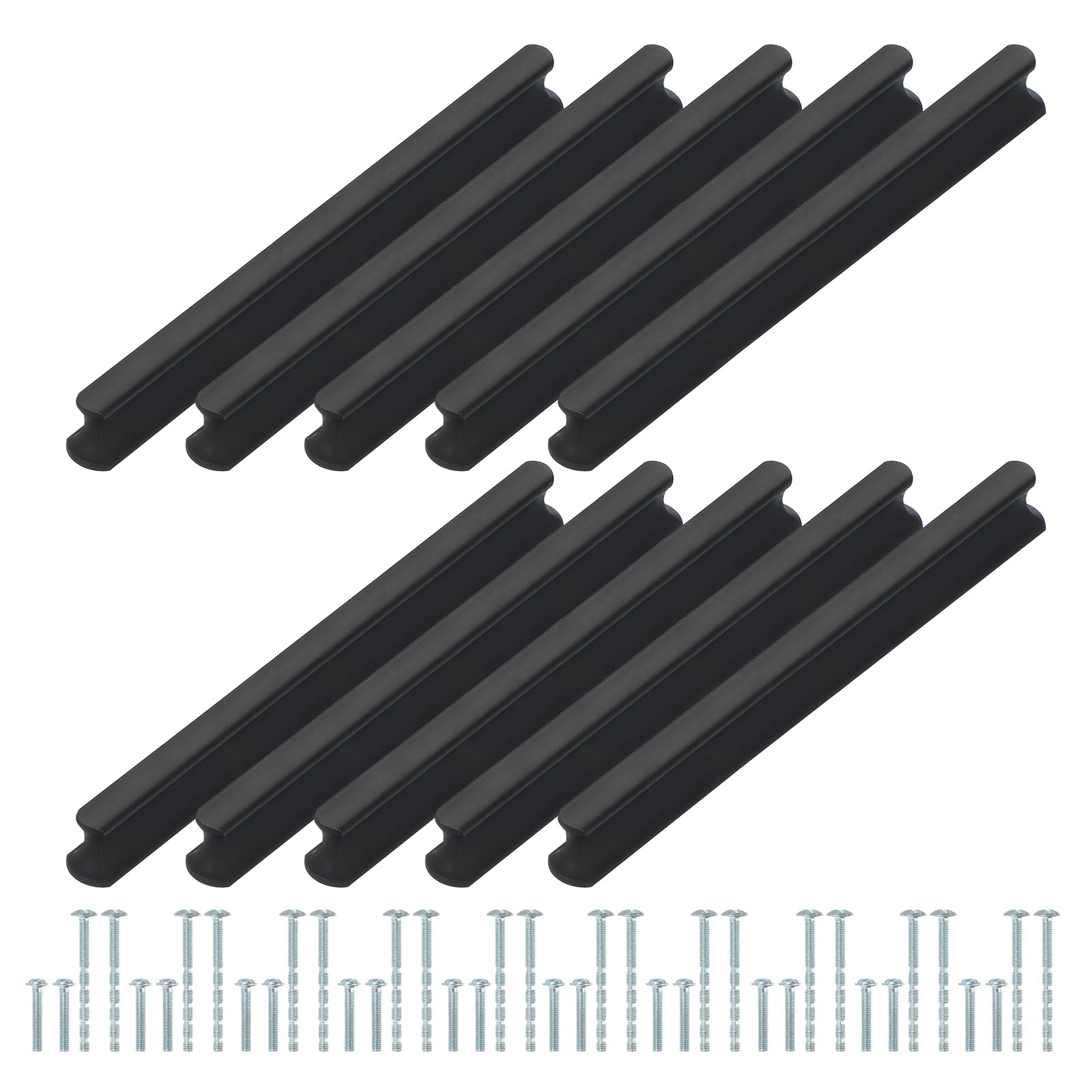 PATIKIL Door Handles 5.04 Inch (128mm) Hole Center, 10 Pack Brushed Pulls Kitchen Drawer Hardware for Cupboard Drawer Pulls Black
