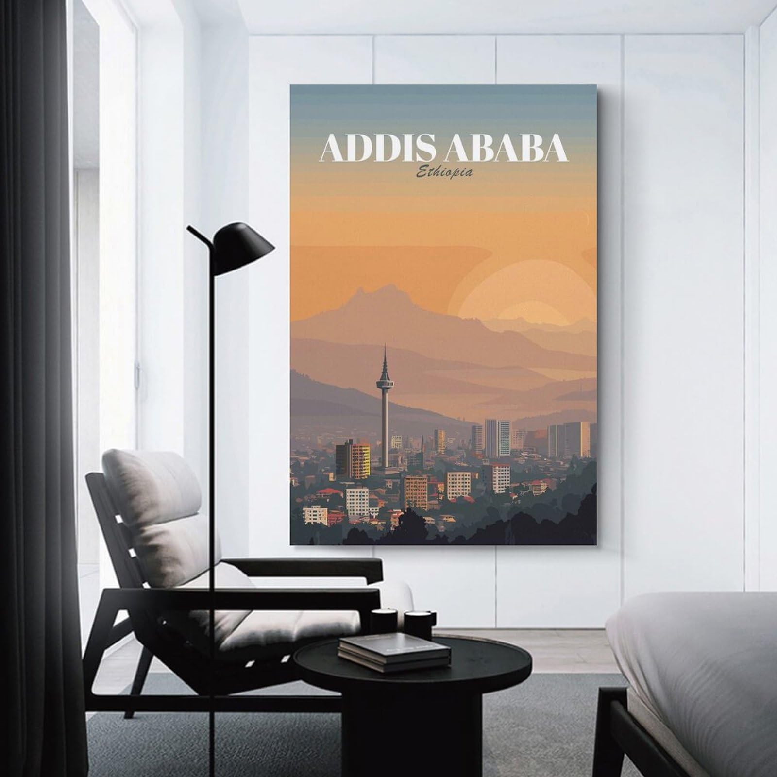 Canvas Wall Decor Addis Ababa, Ethiopia Cityscape Art, 24x36inch(60x90cm), for Bedroom Decor, Cosy Corners Or Studios, Decorative Wall Art for Cosy Rooms