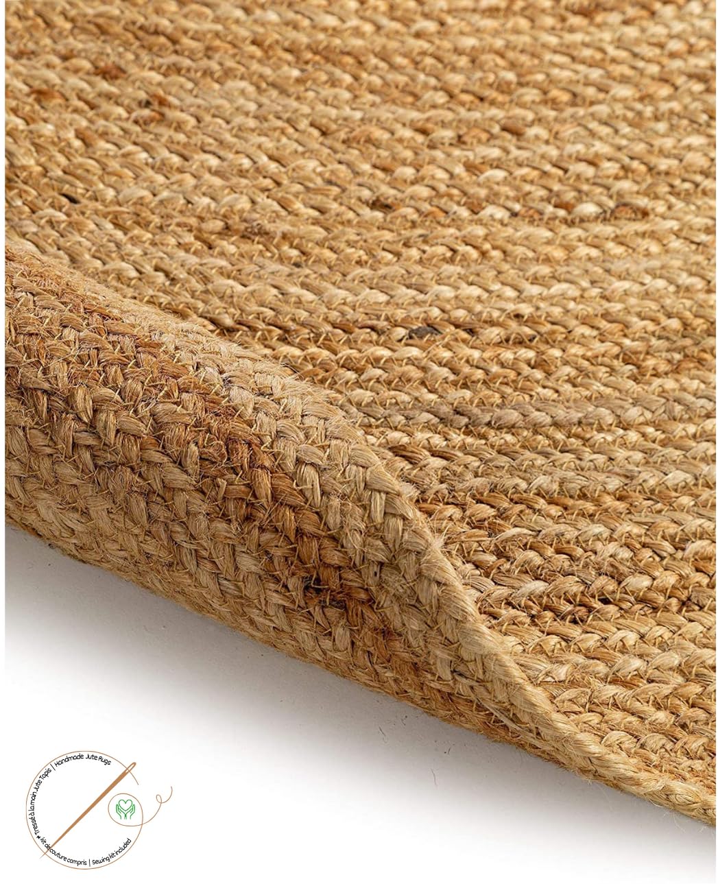Alfombra de Yute Natural 100%, Alfombra Tejida a Mano para Salón, Dormitorio, Uso Decorativo Fabricada en India. (Natural, 150CM)