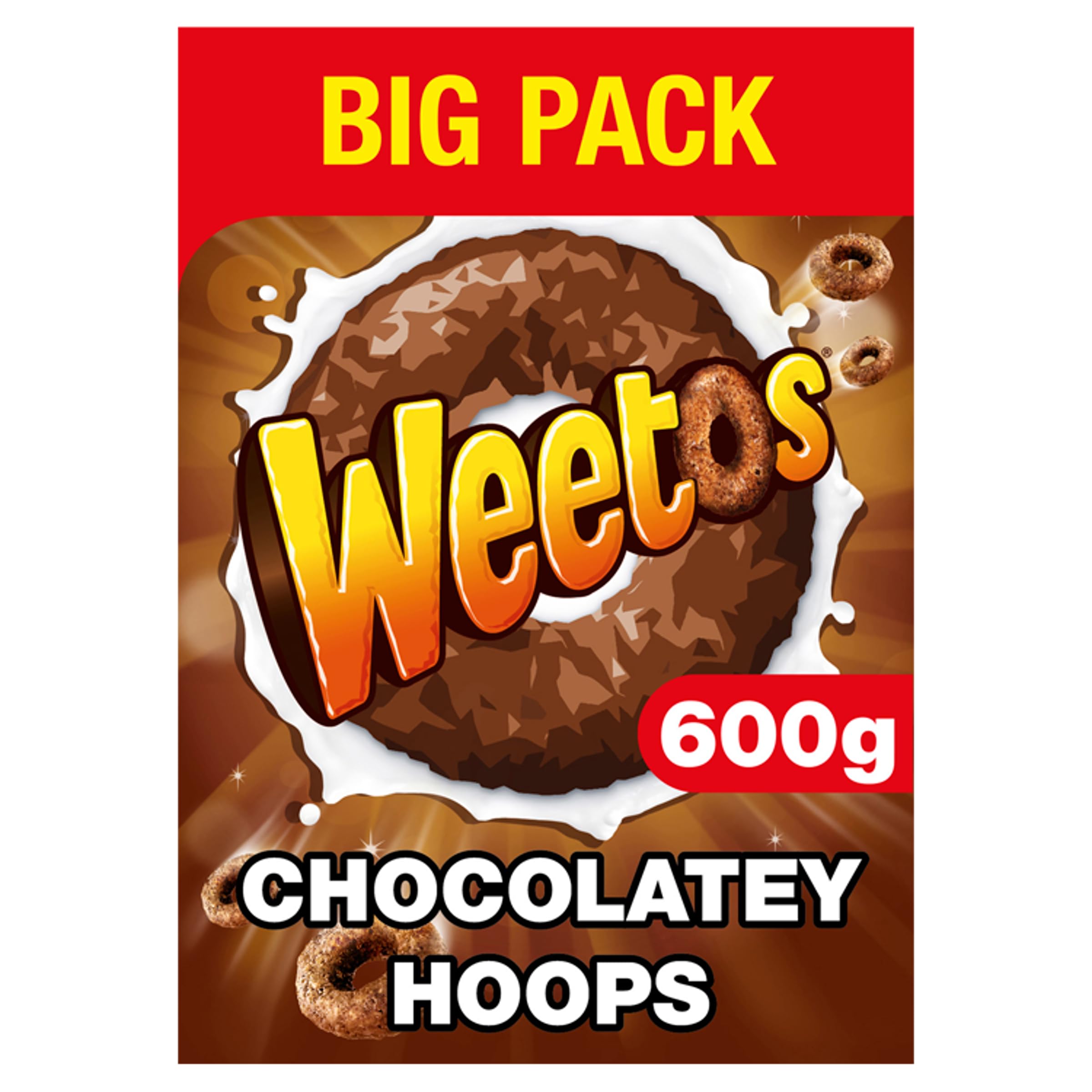 Weetos Chocolatey Hoops Breakfast Cereal Wholegrain Weetabix Crunchy Pack 2x600g