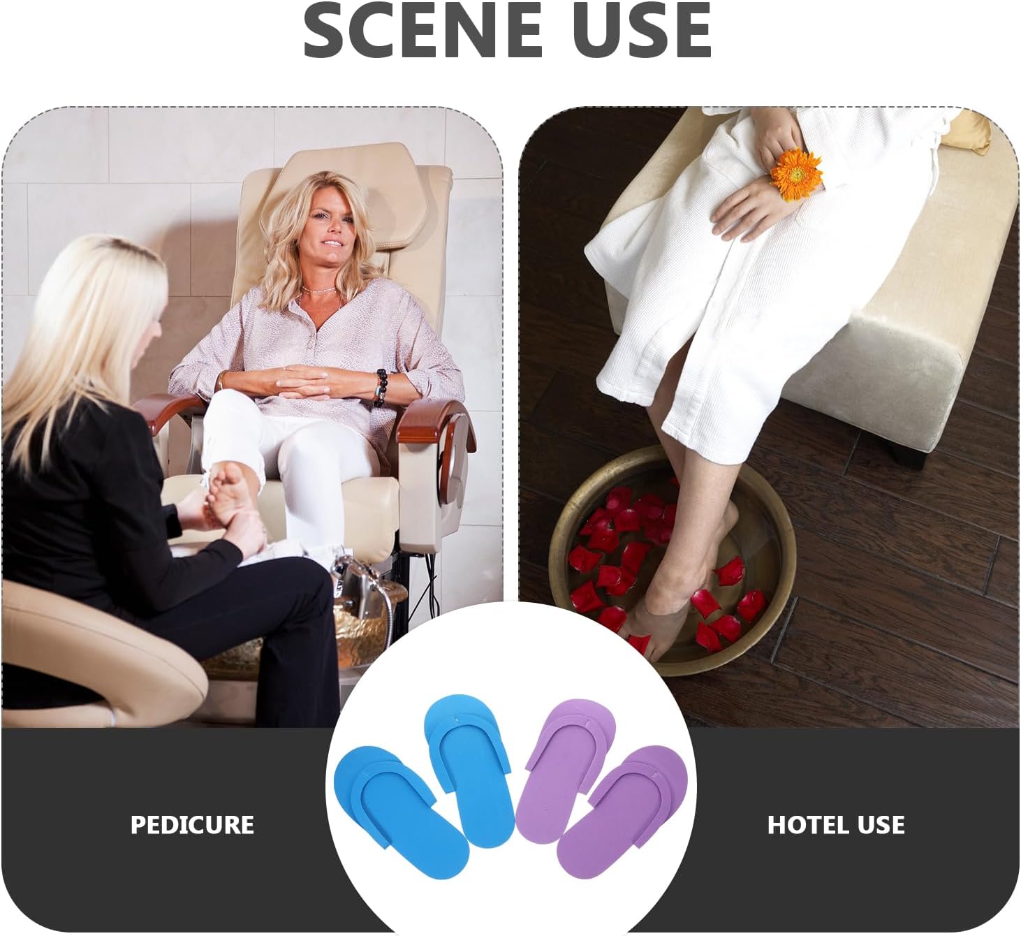 12 Pairs Pedicure Slippers - Foam Flip Flops, Disposable, Foldable, Anti-Slip for Guests, Salon, Nail, Foot (Random Color)