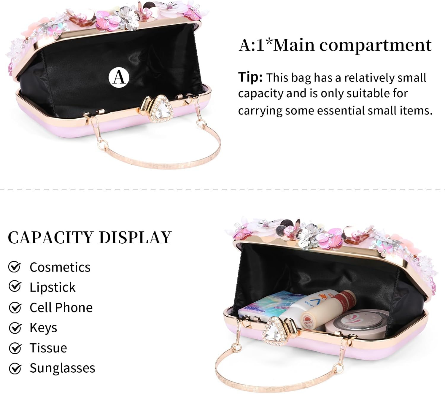 Floral Evening Handbag for Women Colorful Bride Wedding Clutch Bag Stylish Chain Strap Shoulder Bag with Handle - Image 3
