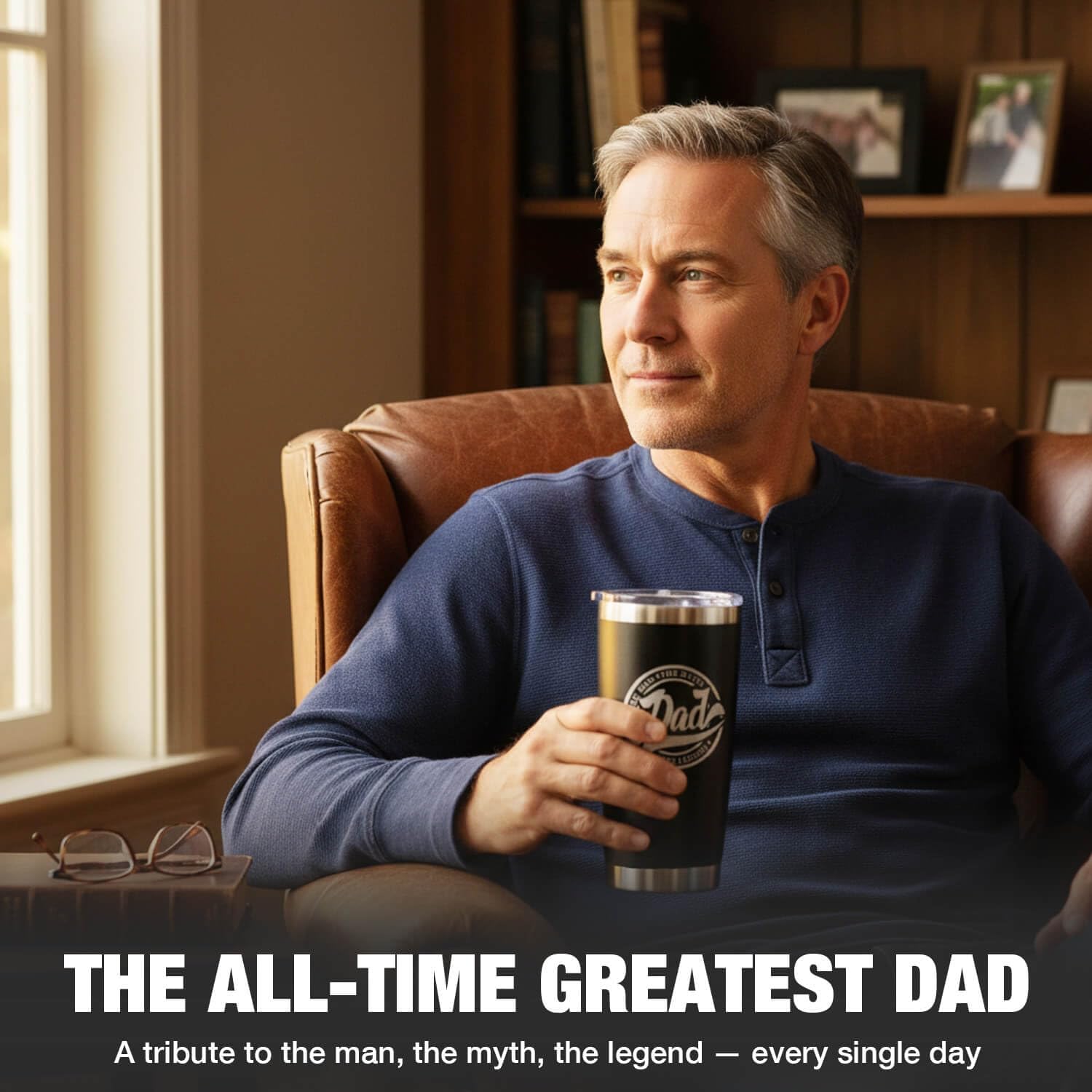 Gifts for Dad from Daughter Son - Dishwasher Safe "Best Dad Ever" Gift for Christmas Birthday Fathers Day - Laser Engraved Dad Cup Mug Tumbler with The Man The Myth The Legend, 20 oz Stainless Steel - Image 2