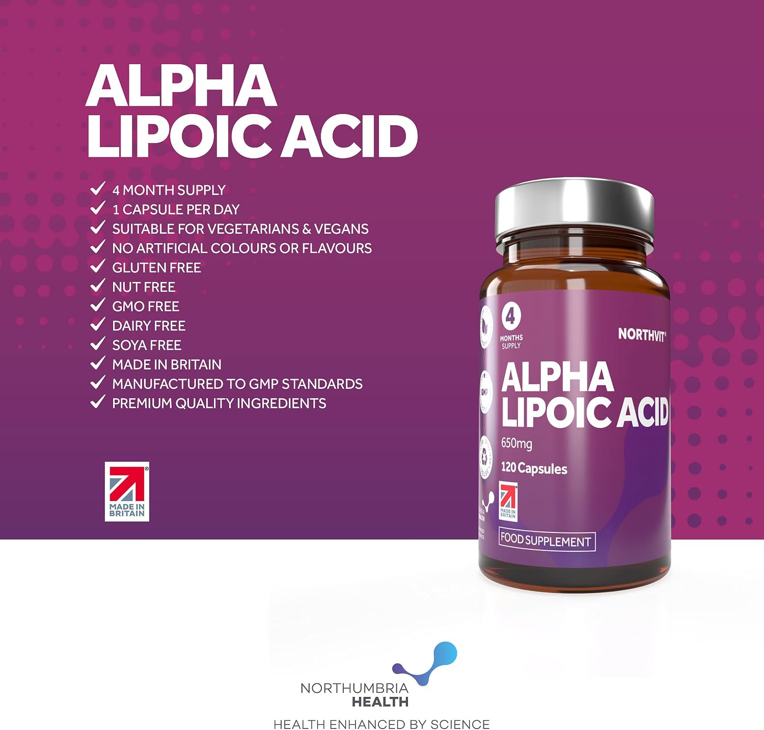 Alpha Lipoic Acid 650mg Capsules, 120 count (Pack of 1) - Image 5