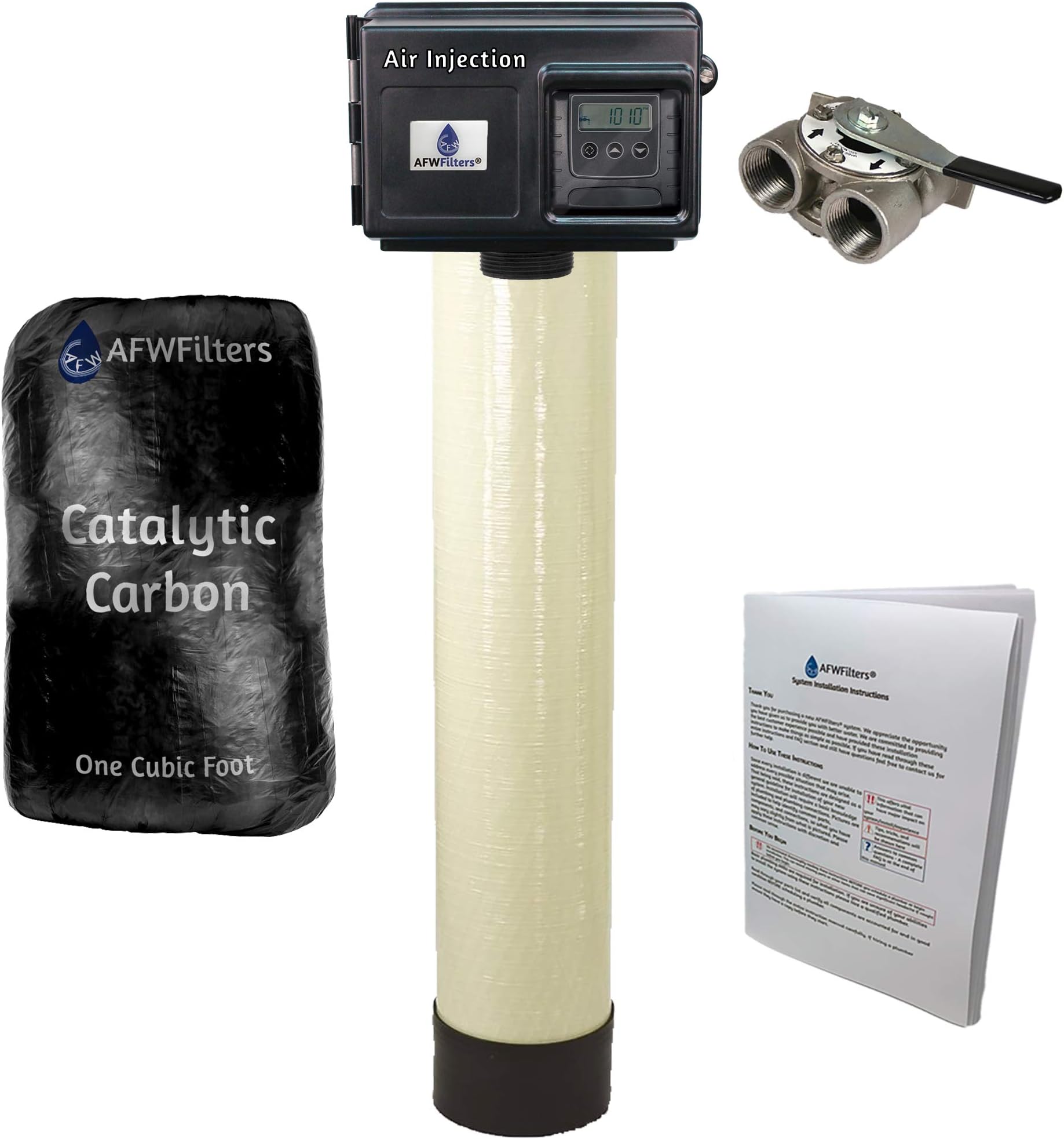 AFWFilters Air Injection Gold 10 with Fleck 2510SXT and 1" Bypass - AIG10-25SXT - For Iron Hydrogen Sulfide Rotten Egg Odor Manganese