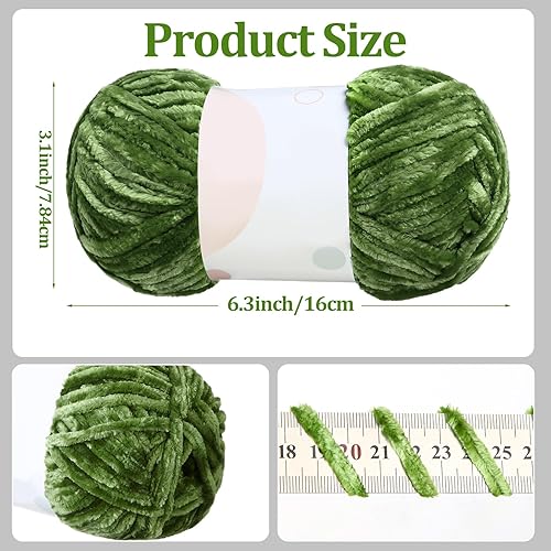 Miniatura 8 de Xinnun Hilo de felpa de 12 madejas, hilo de felpilla grueso, hilo de terciopelo suave para tejer, bricolaje y manualidades, longitud total de 1116