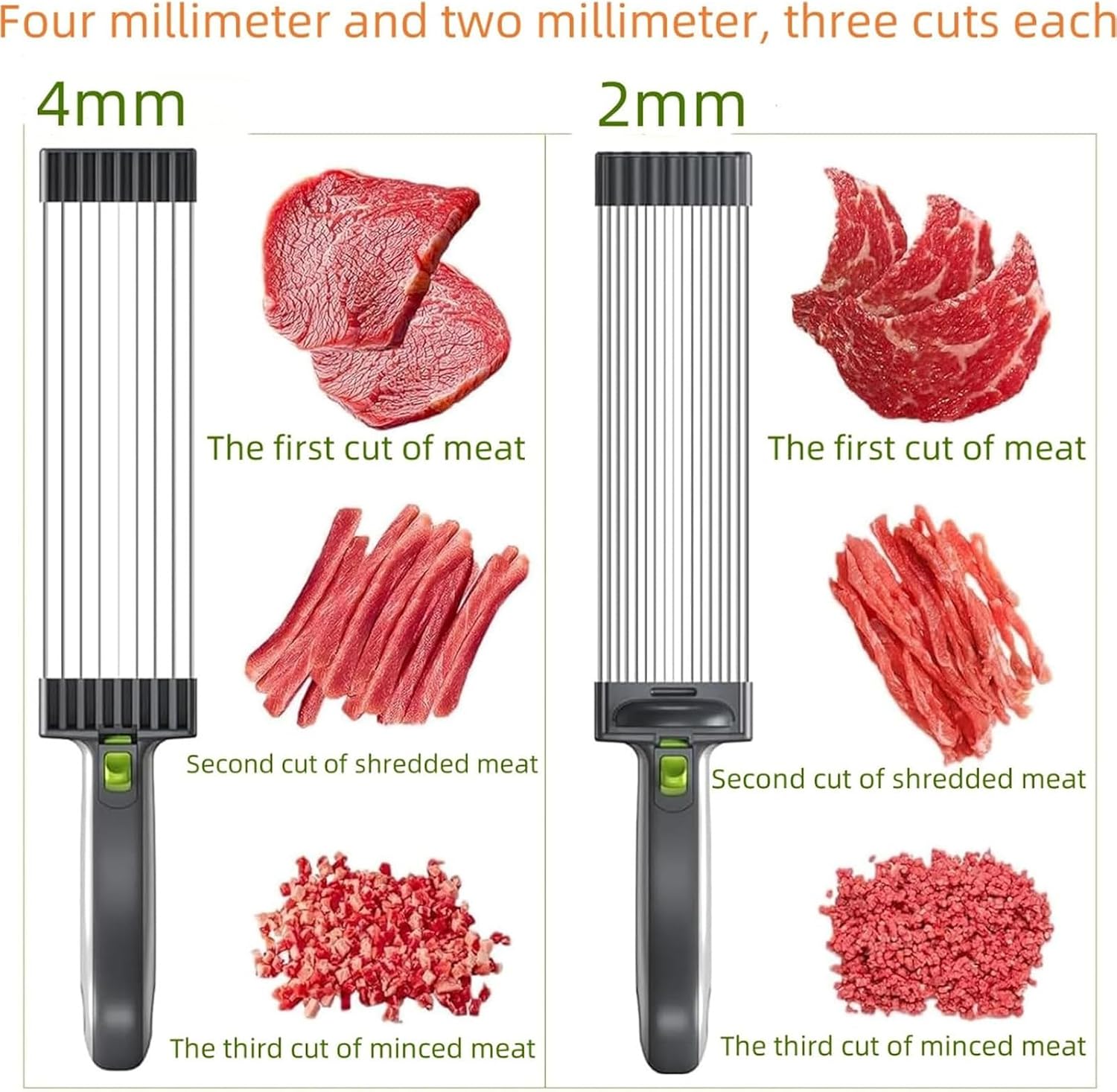 Meat Slicer Manual, Adjustable Cutter Tool, 2–4mm Stainless Steel Cleaver with Durable Food Processor Design, Kitchen Accessories for Beef Pork Mutton Daily Cooking Garage Factory Utility