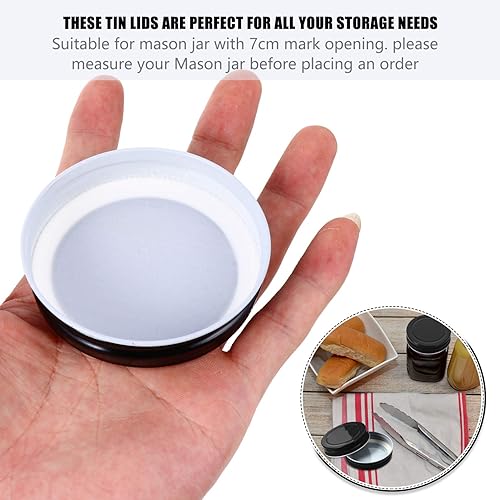 Miniatura 6 de Hemoton 2 sets tapas de tarro de hojalata 2.756 in boca regular reutilizables tarros sellos para 12 piezas x 2