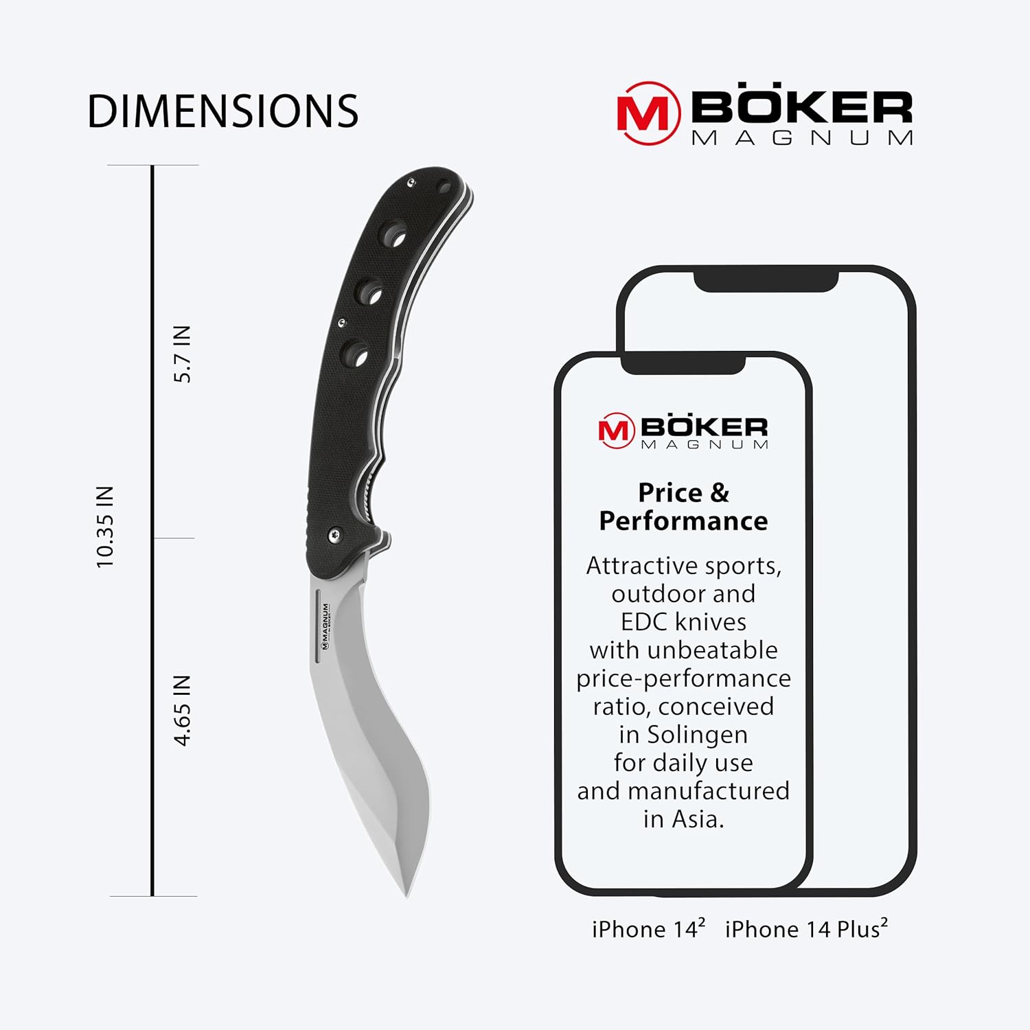 Magnum 01MB511 Pocket Kukri Knife with 4-5/8 in. Straight Edge Blade